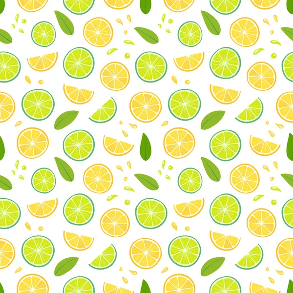 Limon ve limon el beyaz arka plan üzerinde dikişsiz desen çizilmiş. El Çizilmiş Tropikal Tasarım. Vektör Yaz Meyvelerillüstrasyon