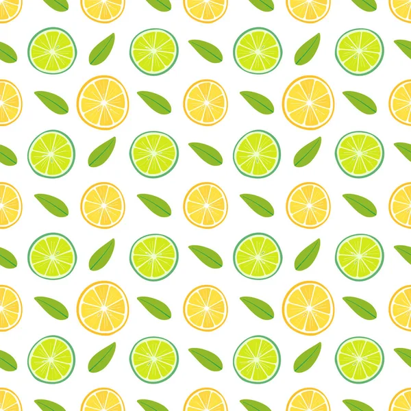 Seamless Decorative Background Yellow Lemons Green Limes Lemon Lime Pattern — Stock Vector