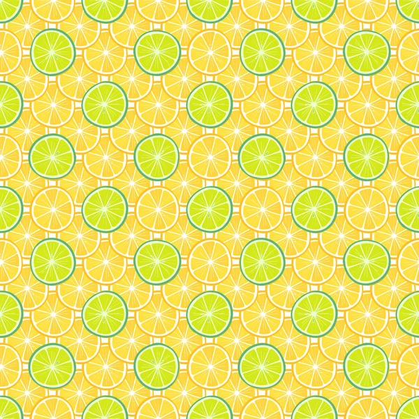 Nahtloser Dekorativer Hintergrund Mit Gelben Zitronen Und Grünen Limetten Zitrone — Stockvektor