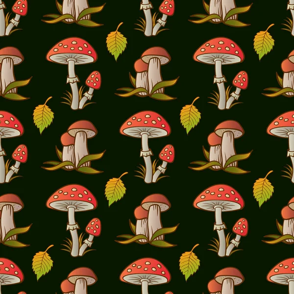 Amanita mantarel çizilmiş desen. - Vektör