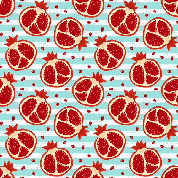 Pomegranates pattern on  background. Sliced pomegranates seamless pattern. Hand drawn seamless texture pomegranate fruit pattern. - Vector