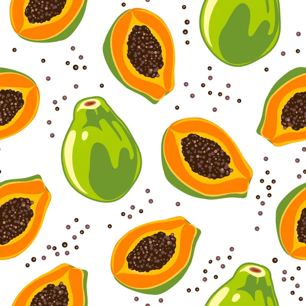 Papaya deseni. Tekstil, ambalaj kağıdı, kumaş ve et için arka plan üzerinde el çizilmiş papaya meyve desen