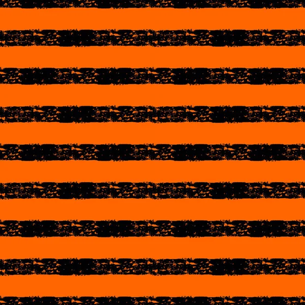 Gestreepte Zwarte Oranje Halloween Patroon Penseelstreek Grunge Strepen Vector Patroon — Stockvector