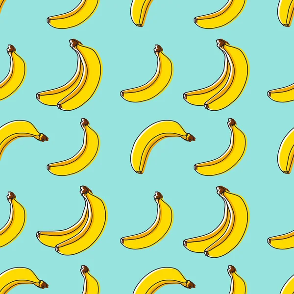 Arka planda sarı muz dikişsiz vektör deseni. Duvar kağıtları için el çizilmiş muz desen, desen dolgular, arka planlar, yüzey dokular, tekstil. ambalaj kağıdı. 