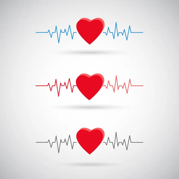 Cardiogram Icon Set Pictogram Heartbeat Vector Cardiologie Gezondheidszorg — Stockvector
