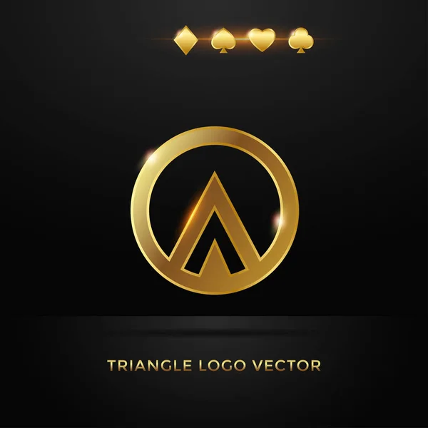 Gouden Driehoek Een Cirkel Vector Logo Casino Logo Voorspel Online — Stockvector