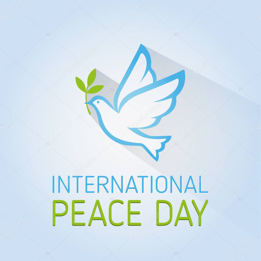 Flat silhouette dove with olive branch. Peace dove logo. Pigeon logo
