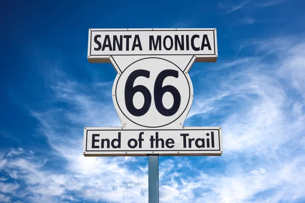 Route 66 End of Trail road sign in Santa Monica, Los Angeles, California