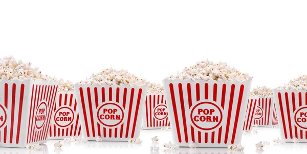 Buckets Full Popcorn Isolated White Background — Stock Photo, Image