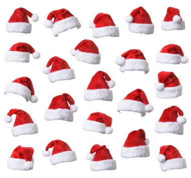 Noel Baba'nın kırmızı şapka beyaz arka plan üzerinde izole topluluğu