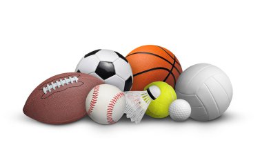 Beyaz arkaplanda izole edilmiş top kümesi