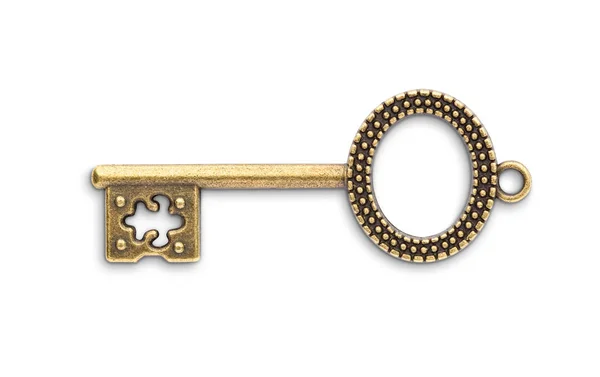 Vintage Golden Skelett Schlüssel isoliert auf weißem Hintergrund — Stockfoto