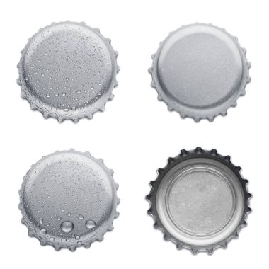 Beyaz arka plan üzerinde izole çeşitli Şişe kapakları koleksiyonu