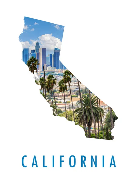 Los Angeles foto in Californië kaart — Stockfoto