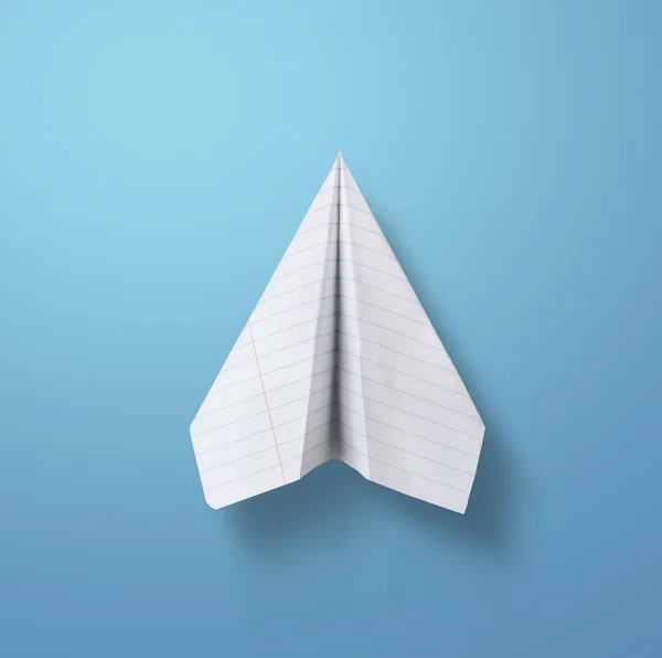 Mavi arkaplanda kağıt uçak — Stok fotoğraf