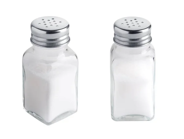 Salt shaker conjunto isolado no fundo branco — Fotografia de Stock