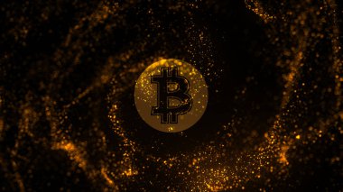 Bitcoin soyut arka plan ( kripto para blockchain ). Bitcoin konsepti. Cryptocurrency işareti.
