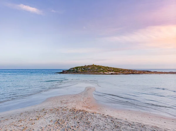Famosa Praia Nissi Ayia Napa Distrito Famagusta Chipre Pôr Sol — Fotografia de Stock