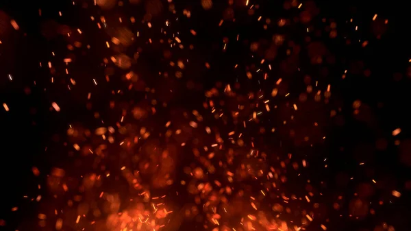 Chispas Rojas Ardientes Vuelan Desde Gran Fuego Cielo Nocturno Hermoso —  Fotos de Stock