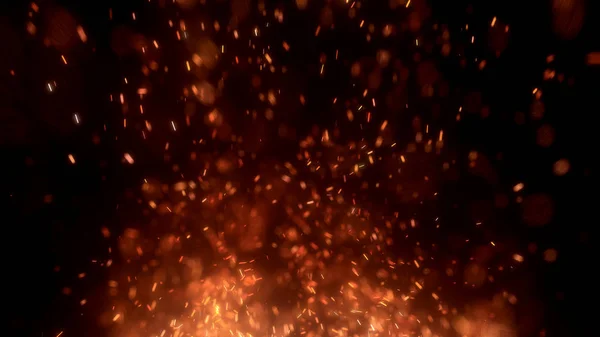 Brennend Heiße Funken Fliegen Von Einem Großen Feuer Den Nachthimmel — Stockfoto