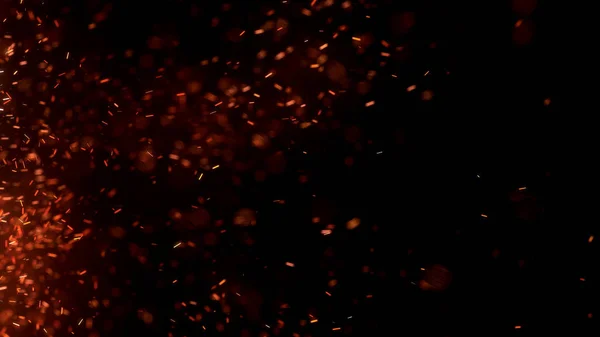 Горящие Красные Горячие Искры Вылетают Большого Огня Ночном Небе Красивый — стоковое фото