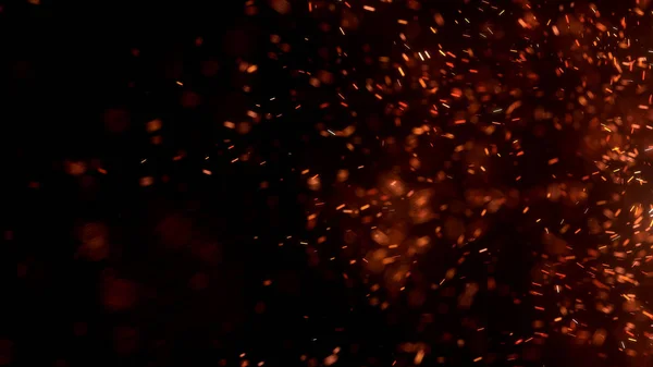 Горящие Красные Горячие Искры Вылетают Большого Огня Ночном Небе Красивый — стоковое фото