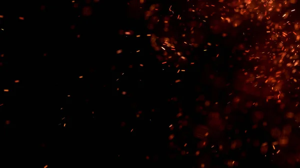 Brandende Gloeiende Hete Vonken Vliegen Van Groot Vuur Aan Nachtelijke — Stockfoto