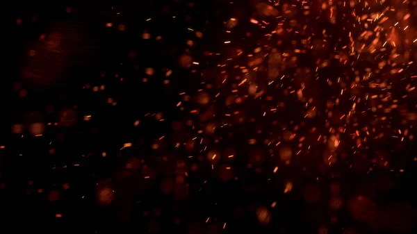 Égő Vörös Szikrák Repülnek Nagy Tűzből Éjszakai Égen Gyönyörű Elvont — Stock Fotó