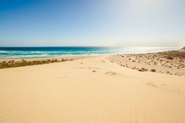 Sotavento lagünü, rüzgar sörfü merkezi, Risco Del Paso, Fuerteventura, Kanarya Adaları, İspanya