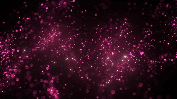 Siyah arkaplanda yüzen soyut gerçek pembe toz 