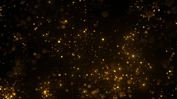 Siyah arkaplanda yüzen soyut gerçek sarı toz 