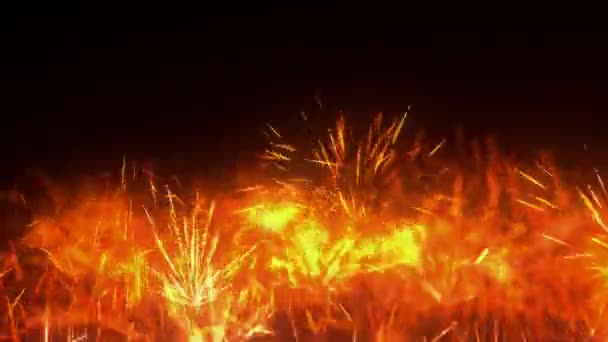 Burning Red Hot Sparks Fly Large Fire Night Sky Beautiful — Stock Video