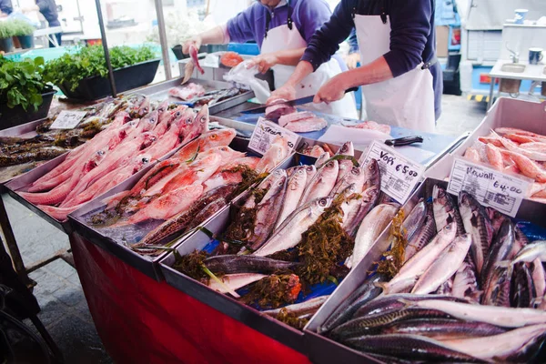 Φρέσκα Ψάρια Στην Αγορά Ψαριών Marsaxlokk Μάλτα — Φωτογραφία Αρχείου