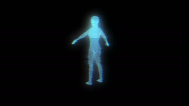 Holograma Wireframe Humano Femenino Movimiento Bonita Animación Renderizado — Vídeo de stock