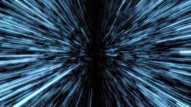 Işık Hızında Uzay Yolculuğu. Soyut ışık, fiber optik. Süper hız. Parçacık ya da uzay yolculuğu. Parçacık yakınlaştırma arka planı.