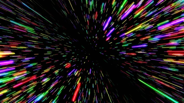 Mycket Färger Färgglada Neonbakgrund Utrymme Som Färdas Ljusets Hastighet Hög — Stockfoto