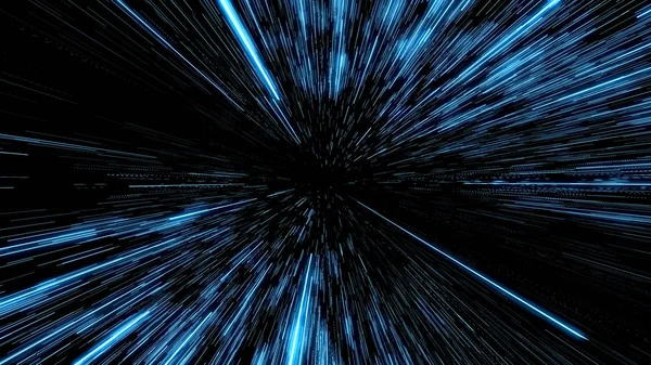 Işık Hızında Uzay Yolculuğu. Soyut ışık, fiber optik. Süper hız. Parçacık ya da uzay yolculuğu. Parçacık yakınlaştırma arka planı.