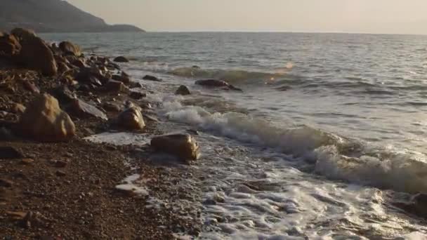 惊人的死海海滩 死海海岸线景观 日落时的盐晶 死海的结构 以色列 Jerosolima — 图库视频影像