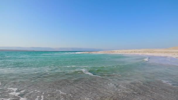 Amazing Dead Sea Beach View Dead Sea Coastline Salt Crystals — ストック動画