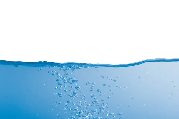 Onde Acqua Blu Bolle Aria Sfondo Bianco — Foto Stock