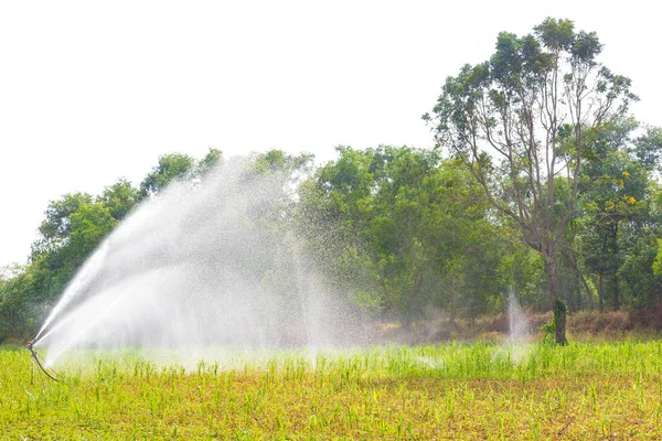 Agricultural irrigation systems that are watering the farm on a white background