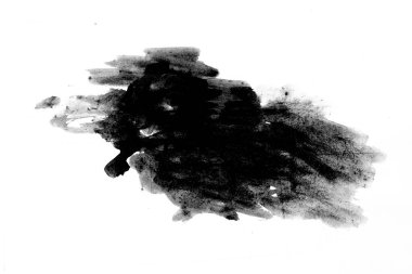 Soyut suluboya beyaz kağıt üzerinde bir fırça kullanarak siyah çizilmiş, suluboya arkaplan