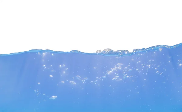 Onde Acqua Blu Bolle Aria Sfondo Bianco — Foto Stock