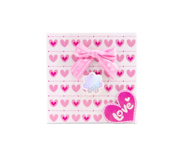 Heart Pattern Gift Box Isolate White Background Valentine Festival — Stock Photo, Image