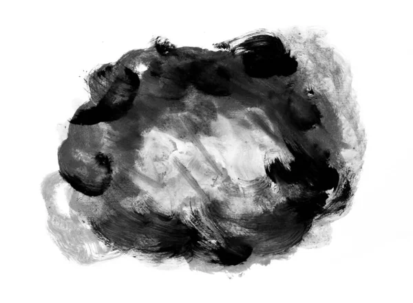 Acuarela Abstracta Negro Dibujado Con Pincel Sobre Papel Blanco Fondo — Foto de Stock