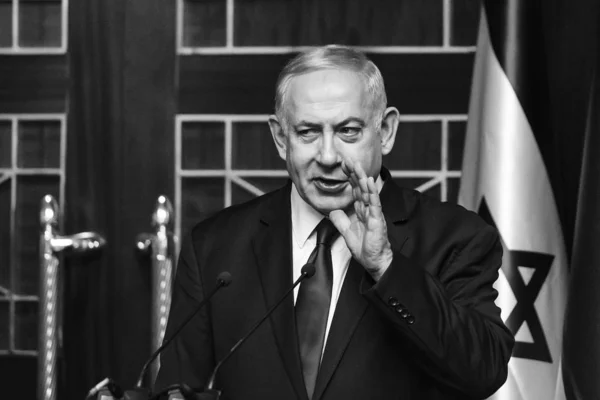 Primer Ministro Israel Benjamin Netanyahu Durante Visita Kiev Ucrania Agosto — Foto de Stock