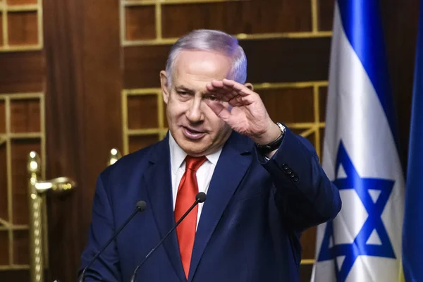 Primeiro Ministro Israel Benjamin Netanyahu Durante Visita Kiev Ucrânia 2019 — Fotografia de Stock