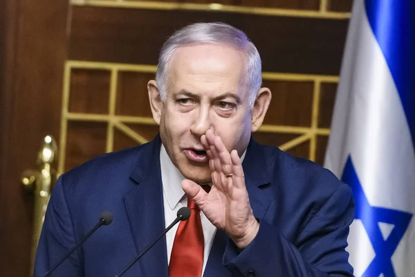 Primer Ministro Israel Benjamin Netanyahu Durante Visita Kiev Ucrania 2019 — Foto de Stock