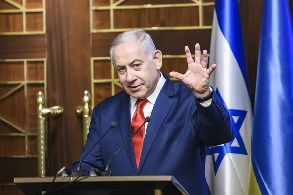 Primer Ministro Israel Benjamin Netanyahu Durante Visita Kiev Ucrania 2019 — Foto de Stock