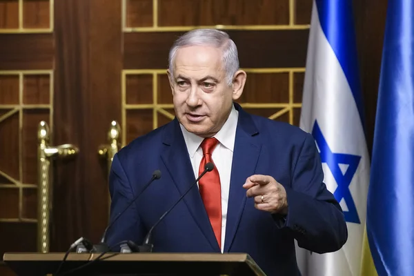 Primer Ministro Israel Benjamin Netanyahu Durante Visita Kiev Ucrania 2019 — Foto de Stock